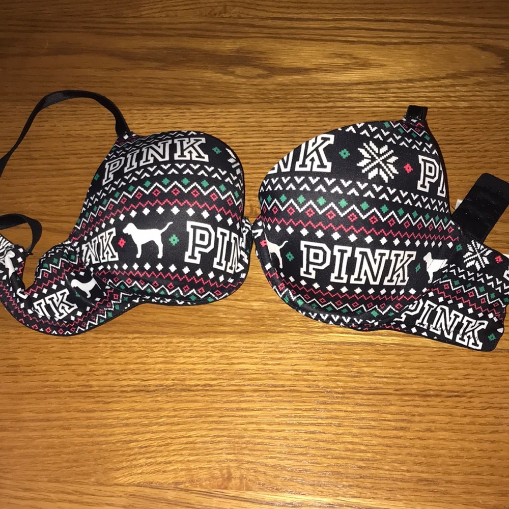 Pink Christmas push up bra